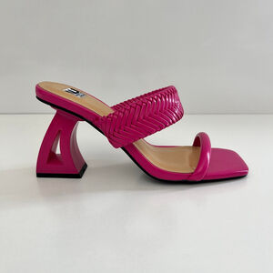 Ninety Union Malibu Fuchsia Braided Sculptural Heel Sandal Square Toe Slide 8